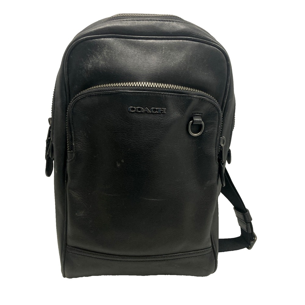 COACH Shoulder Bag Mens‎ Leather Black 89934 Graham Pack Body Bag Purse